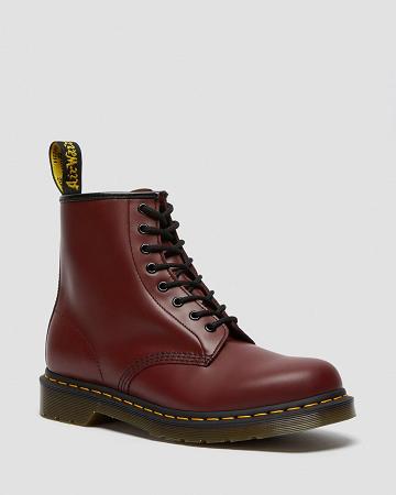 Men's Dr Martens 1460 Smooth Leather Lace Up Boots Pink / Red | AU 534NWY